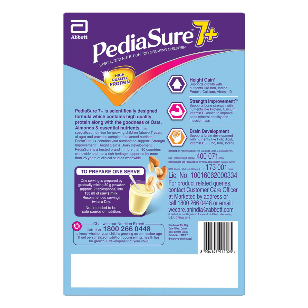 Pediasure 7+ Vanilla Flavour Specialized Nutrition Powder for Growing Children, 400 gm, Pack of 1 Pediasure 7+ Vanilla Flavour Specialized Nutrition Powder for Growing Children, 400 gm, Pack of 1