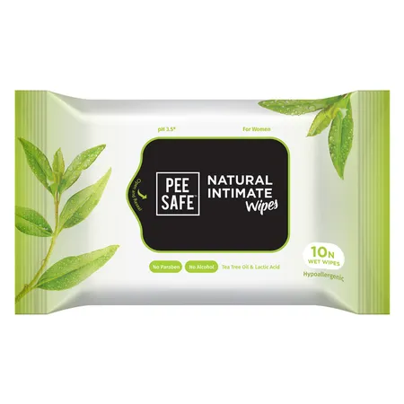 Pee Safe Natural Intimate Wipes, 10 Count