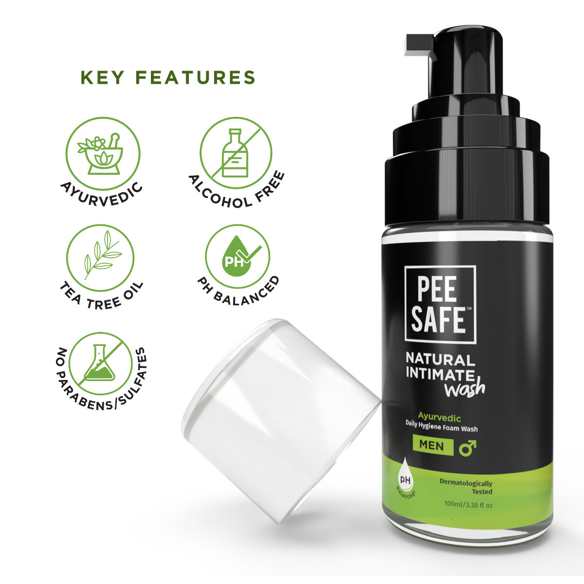 Pee Safe Natural Intimate Wash for Men, 100 ml, Pack of 1 Pee Safe Natural Intimate Wash for Men, 100 ml, Pack of 1