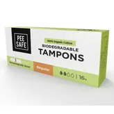 Pee Safe 100% Organic Cotton Biodegradable Regular Tampons, 16 Count, Pack of 1