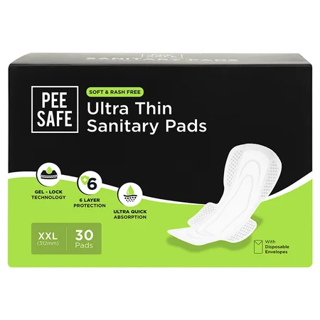 Pee Safe Ultra Thin Sanitary Pads XXL, 30 Count