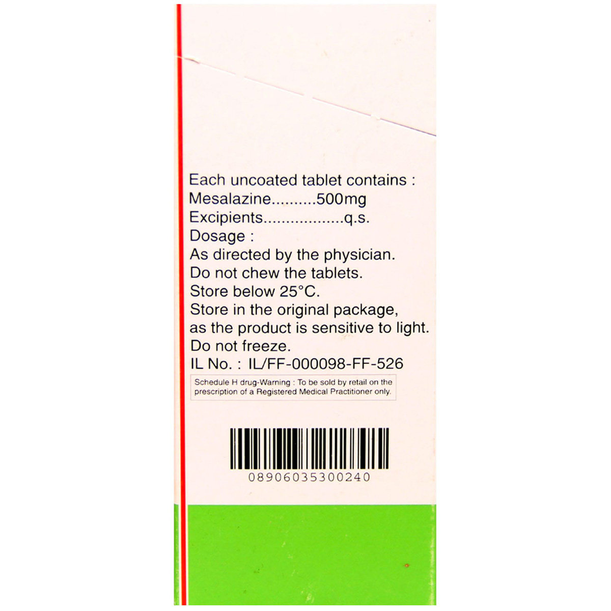 Pentasa 500 mg Tablet 10's, Pack of 10 TABLETS Pentasa 500 mg Tablet 10's, Pack of 10 TABLETS