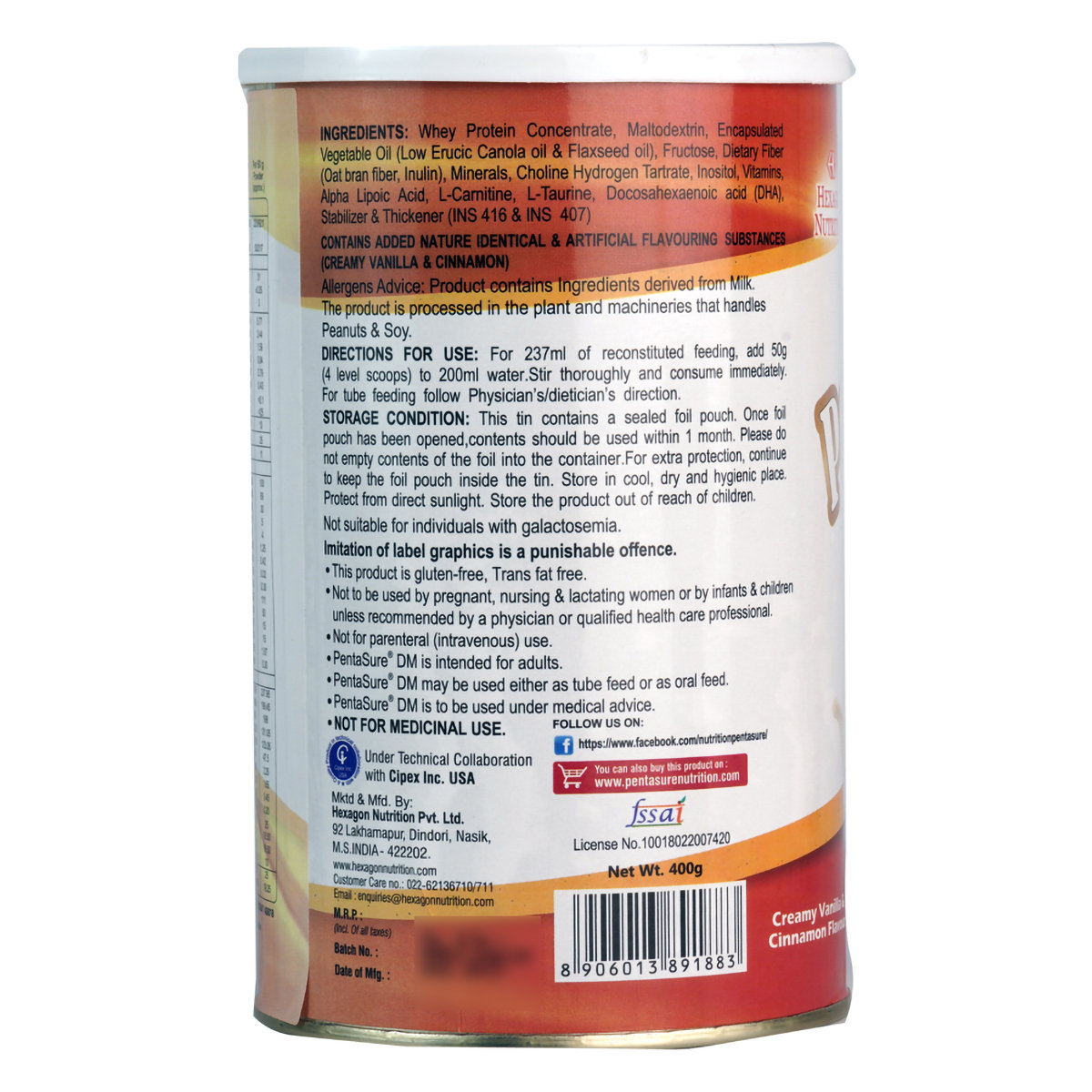 Pentasure DM Diabetes Care Creamy Vanilla & Cinnamon Flavour Powder, 400 gm, Pack of 1 Powder Pentasure DM Diabetes Care Creamy Vanilla & Cinnamon Flavour Powder, 400 gm, Pack of 1 Powder