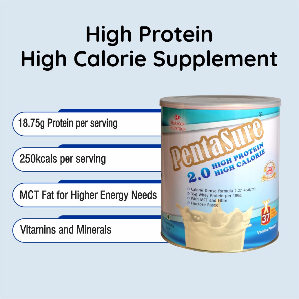 Pentasure 2.0 Vanilla Flavour High Protein Powder, 400 gm, Pack of 1 Pentasure 2.0 Vanilla Flavour High Protein Powder, 400 gm, Pack of 1