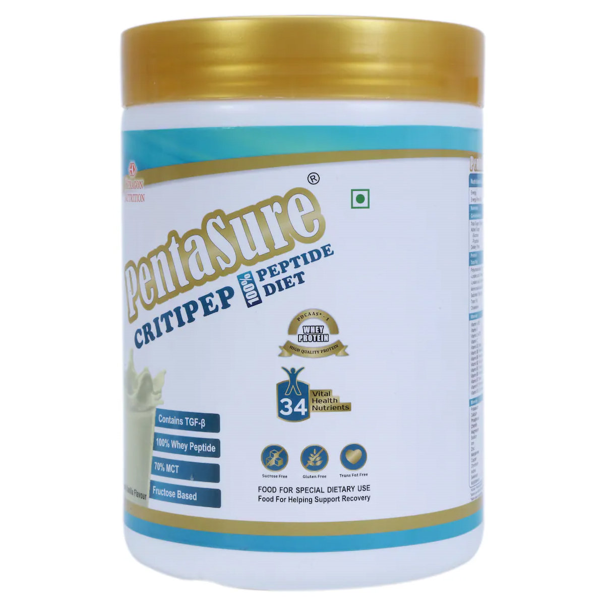 Pentasure Critipep Creamy Vanilla Flavour Powder, 200 gm Tin, Pack of 1 Pentasure Critipep Creamy Vanilla Flavour Powder, 200 gm Tin, Pack of 1