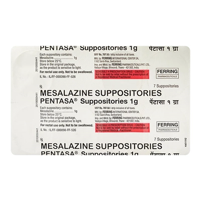 Pentasa 1 gm Suppository 7's, Pack of 7 SUPPOSITORYS