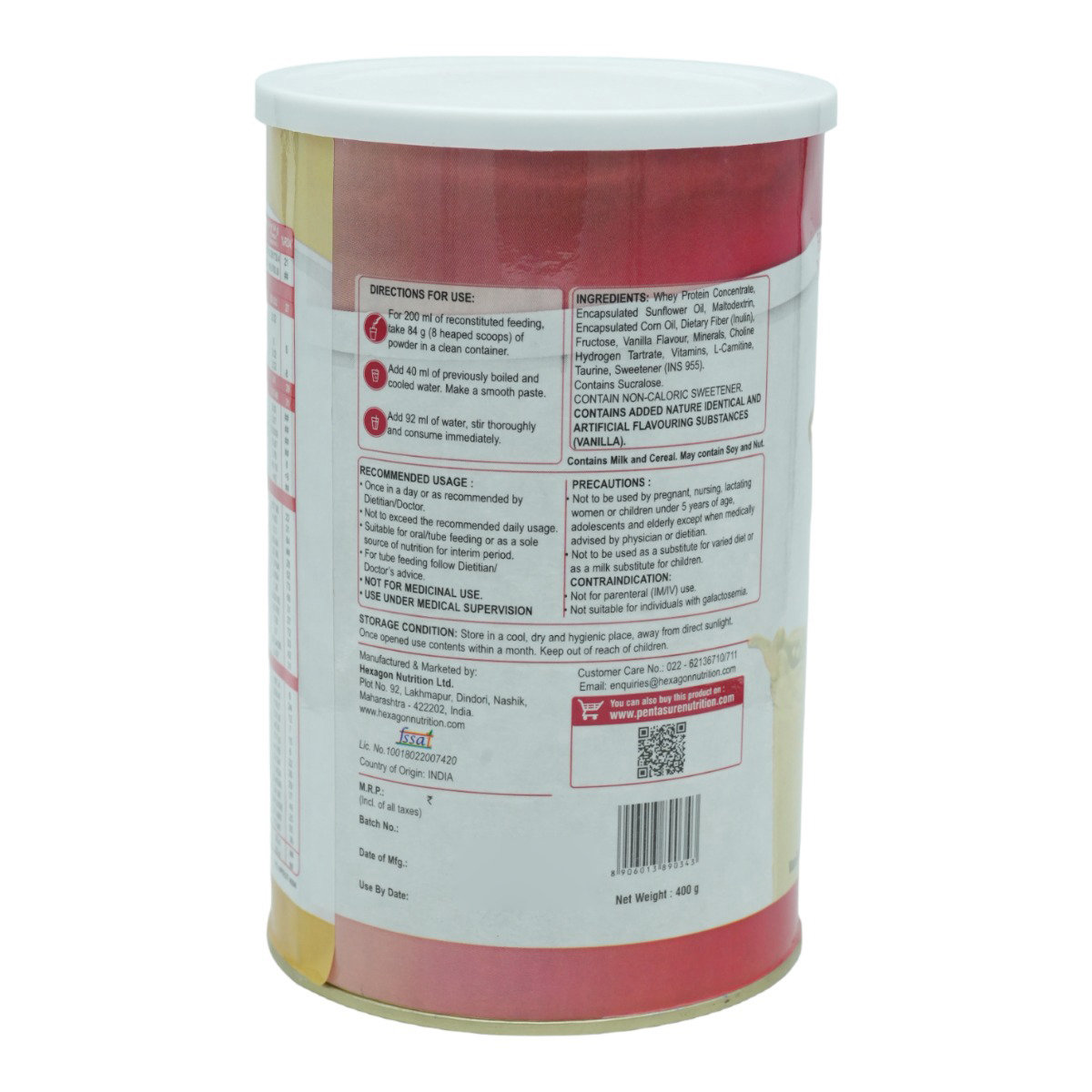 Pentasure DLS Vanilla Flavour Powder 400 gm, Pack of 1 Pentasure DLS Vanilla Flavour Powder 400 gm, Pack of 1