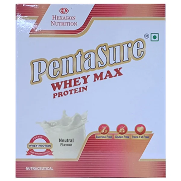 Pentasure Whey Max Neutral Flavour Protein Powder, 25 gm (5 x 5 gm)