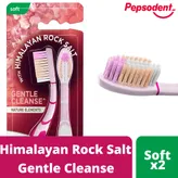 Pepsodent Gentle Cleanse with Himalayan Rock Salt Soft Toothbrush, 2 Count, Pack of 1