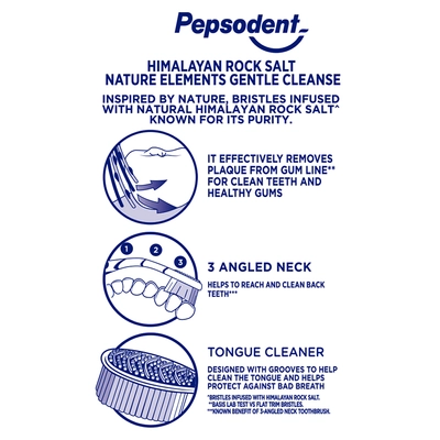 पेप्सोडेंट जेंटल क्लीन्ज़ विद हिमालयन रॉक सॉल्ट सॉफ्ट टूथब्रश, 2 काउंट, 1 का पैक