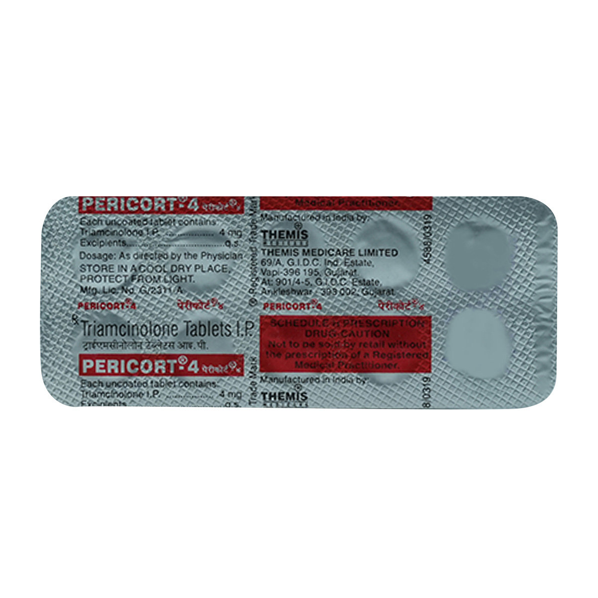 Pericort 4mg Tablet 10's, Pack of 10 TABLETS Pericort 4mg Tablet 10's, Pack of 10 TABLETS