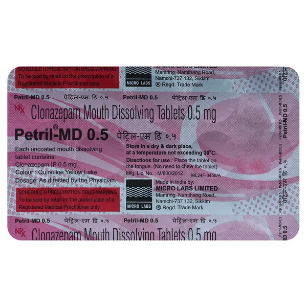 Petril-MD 0.5 mg Tablet 15's, Pack of 15 TabletS