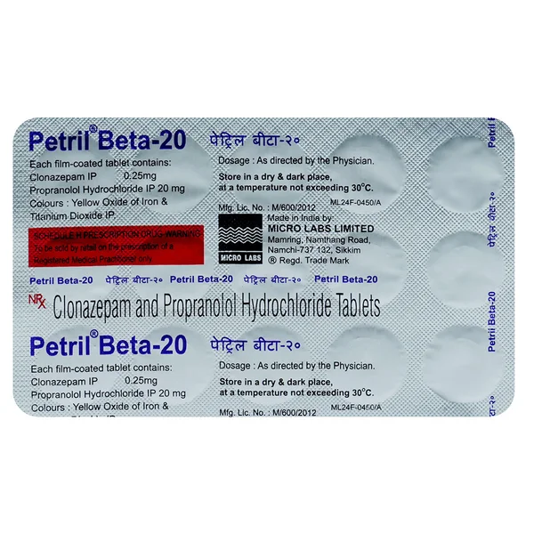 Petril Beta-20 Tablet 15's, Pack of 15