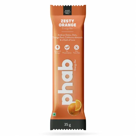 Phab Zesty Orange Energy Bar, 35 gm