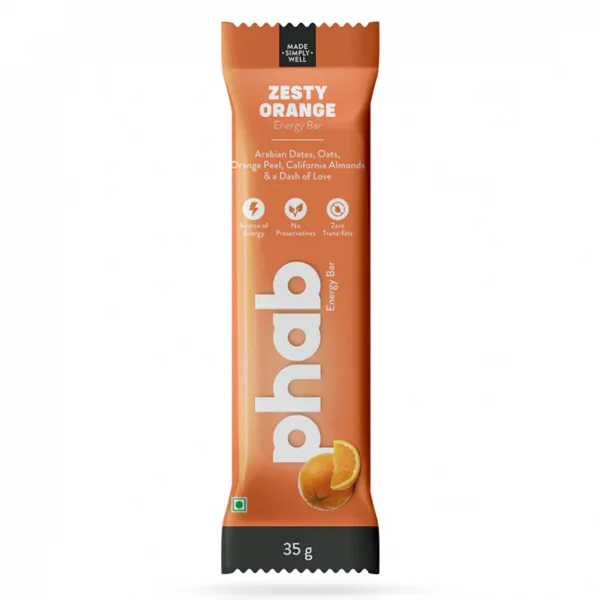 Phab Zesty Orange Energy Bar, 35 gm, Pack of 1