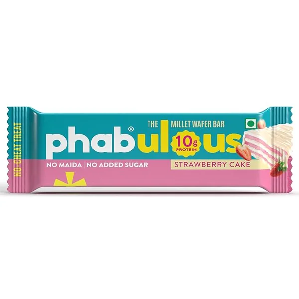 Phabulous Strawberry Cake 10g millet Wafer Bar, 40 gm