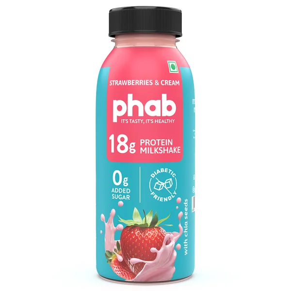 Phab Strawberry & Cream 18g Protein Milkshake, 200 ml