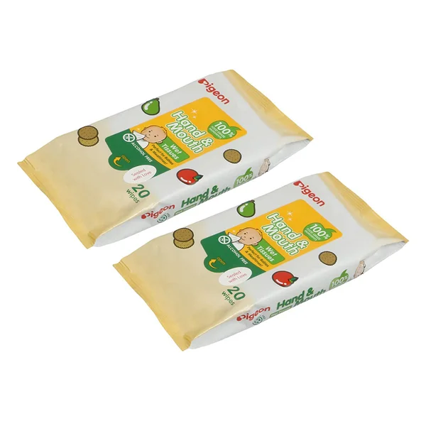 Pigeon Baby Hand &amp; Mouth Wipes, 40 Count (2x20), Pack of 1