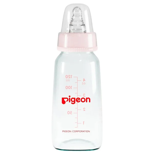Pigeon Flexible Glass Bottle &amp; 2 Nipple for 0+ Months, 120 ml (80610), Pack of 1