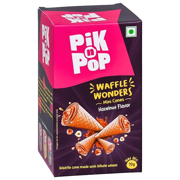 Piknpop Waffle Minicones Hazelnut Flavour, 70 gm, Pack of 1