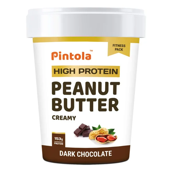 Pintola High Protein Dark Chocolate Creamy Peanut Butter, 510 gm, Pack of 1