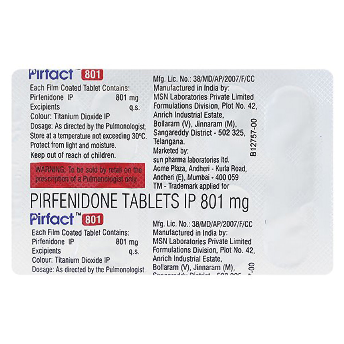 Pirfact 801 Tablet 10's, Pack of 10 TABLETS Pirfact 801 Tablet 10's, Pack of 10 TABLETS