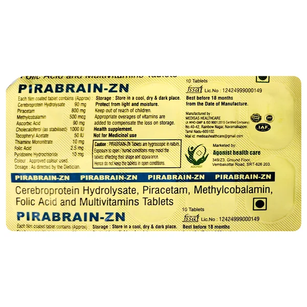 Pirabrain-ZN Tablet 10's, Pack of 10