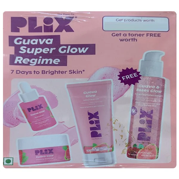 Plix Guava Super Glow Regime with Cleanser, Toner, Serum & Moisturizer, 1 Kit