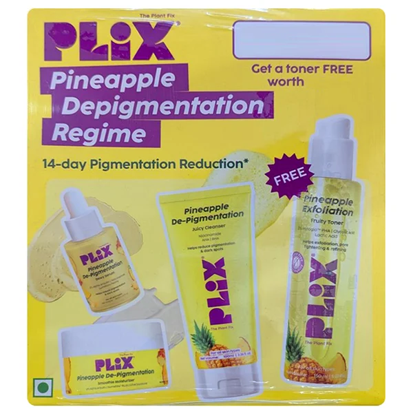 Plix Pineapple Depigmentation Regime with Cleanser, Toner, Serum & Moisturizer, 1 Kit