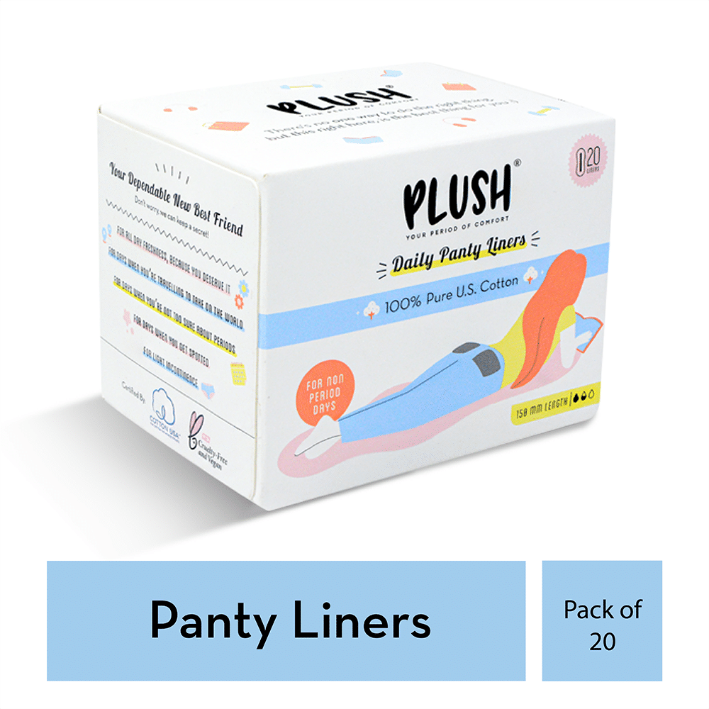 Buy Plush 100% Pure US Cotton Daily Panty Liners, 20 Count Online