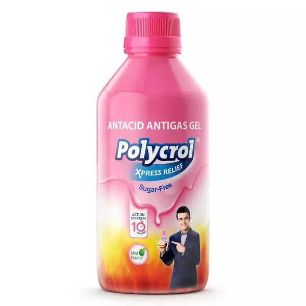 Polycrol-Xpress Relief Mint Flavour Sugar Free Antacid Gel 200 ml, Pack of 1 Gel