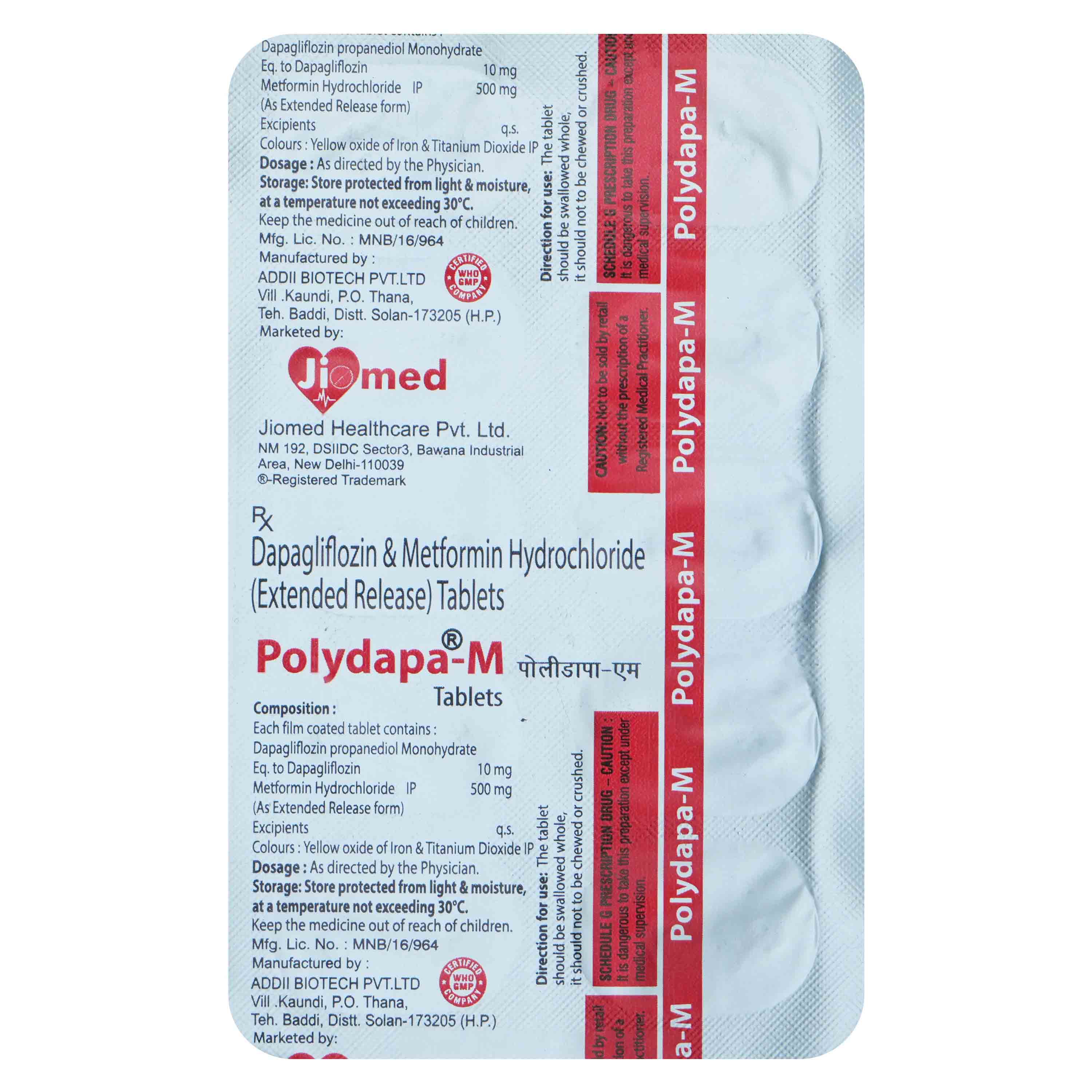 Polydapa-M 10/500 Tab 10'S, Pack of 10 TABLETS Polydapa-M 10/500 Tab 10'S, Pack of 10 TABLETS