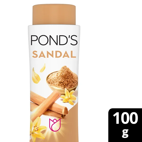 Pond's Sandal Radiance Talc Powder 100 gm | Goodness Of Sandalwood | With Natural Sunscreen | Fight Body Odour | For Fresh & Radiant Skin | Ideal For Both men & Women