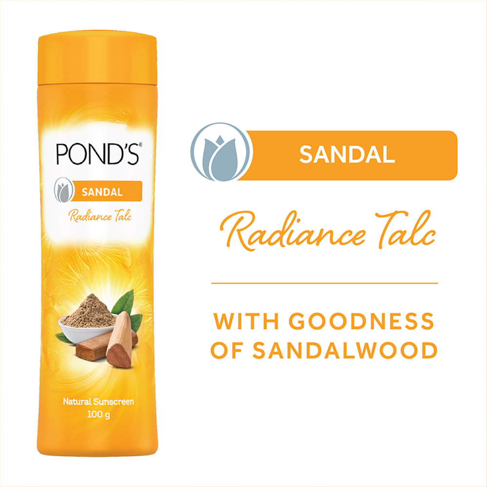 Pond's Sandal Radiance Talc Powder 300 gm | Goodness Of Sandalwood | With Natural Sunscreen | Fight Body Odour | For Fresh & Radiant Skin | Ideal For Both men & Wome, Pack of 1 Pond's Sandal Radiance Talc Powder 300 gm | Goodness Of Sandalwood | With Natural Sunscreen | Fight Body Odour | For Fresh & Radiant Skin | Ideal For Both men & Wome, Pack of 1
