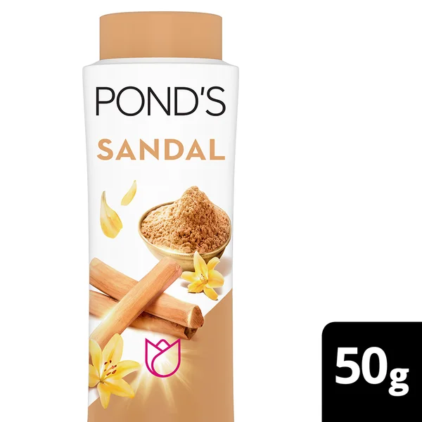Pond's Sandal Radiance Talc Powder 50 gm | Goodness Of Sandalwood | With Natural Sunscreen | Fight Body Odour | For Fresh &amp; Radiant Skin | Ideal For Both men &amp; Women, Pack of 1