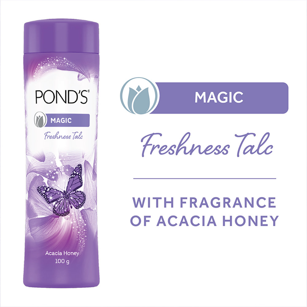 Pond's Magic Acacia Honey Freshness Talc Powder 100 gm | Reduce Sweat | Controls Body Odour With Fragrance Of Acacia Honey | Ideal For Both Men & Women, Pack of 1 Pond's Magic Acacia Honey Freshness Talc Powder 100 gm | Reduce Sweat | Controls Body Odour With Fragrance Of Acacia Honey | Ideal For Both Men & Women, Pack of 1
