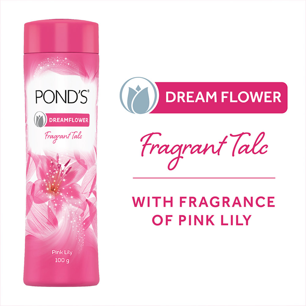 Pond's Dreamflower Fragrant Pink Lily Talc Powder 100 gm | Reduce Sweat | Controls Body Odour With Pink Lily Fragrance, Pack of 1 Pond's Dreamflower Fragrant Pink Lily Talc Powder 100 gm | Reduce Sweat | Controls Body Odour With Pink Lily Fragrance, Pack of 1