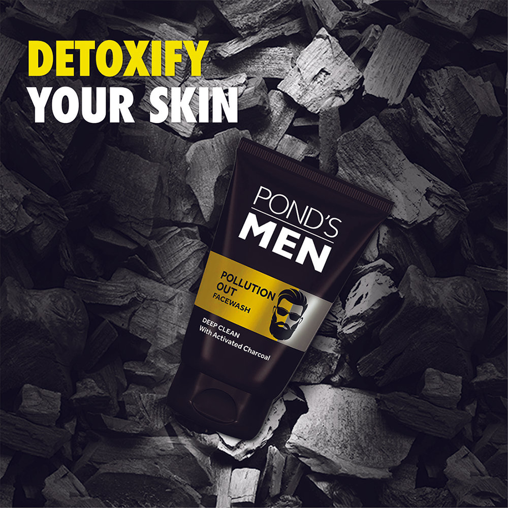 Pond's Men Pollution Out Face Wash 100 gm | With Activated Charcoal | Removes Pollutant & Dirt | Deeply Cleanses Skin | For Men Only, Pack of 1 Pond's Men Pollution Out Face Wash 100 gm | With Activated Charcoal | Removes Pollutant & Dirt | Deeply Cleanses Skin | For Men Only, Pack of 1