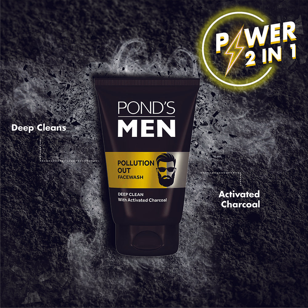 Pond's Men Pollution Out Face Wash 100 gm | With Activated Charcoal | Removes Pollutant & Dirt | Deeply Cleanses Skin | For Men Only, Pack of 1 Pond's Men Pollution Out Face Wash 100 gm | With Activated Charcoal | Removes Pollutant & Dirt | Deeply Cleanses Skin | For Men Only, Pack of 1