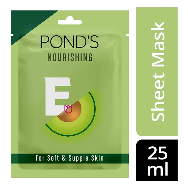 Pond's Nourishing Vitamin Duo Sheet Mask 25 ml | Vitamin E &amp; Avacado | 15X Moisturising Serum | For Soft, Supple Skin, Pack of 1