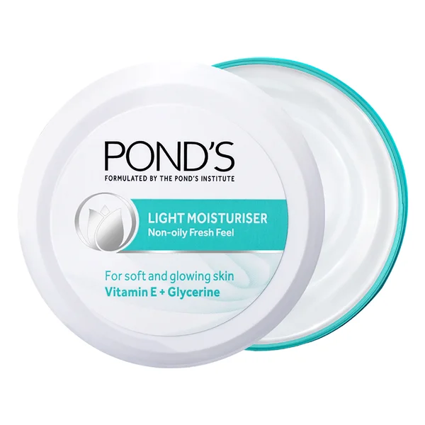 Pond's Light Moisturiser 200 ml | With Vitamin E &amp; Glycerin | For Soft Glowing Skin | Non Oily &amp; Non Sticky Finish | Lightweight Formula | Suitable For All Season, Pack of 1