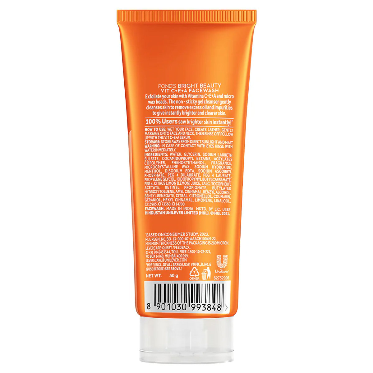 Ponds Bright Beauty Vitamin C+E+A Face Wash, 50 gm, Pack of 1 Ponds Bright Beauty Vitamin C+E+A Face Wash, 50 gm, Pack of 1