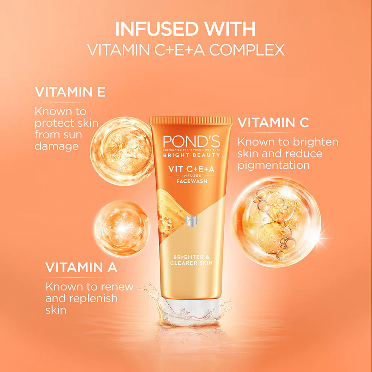 Ponds Bright Beauty Vitamin C+E+A Face Wash, 50 gm, Pack of 1 Ponds Bright Beauty Vitamin C+E+A Face Wash, 50 gm, Pack of 1