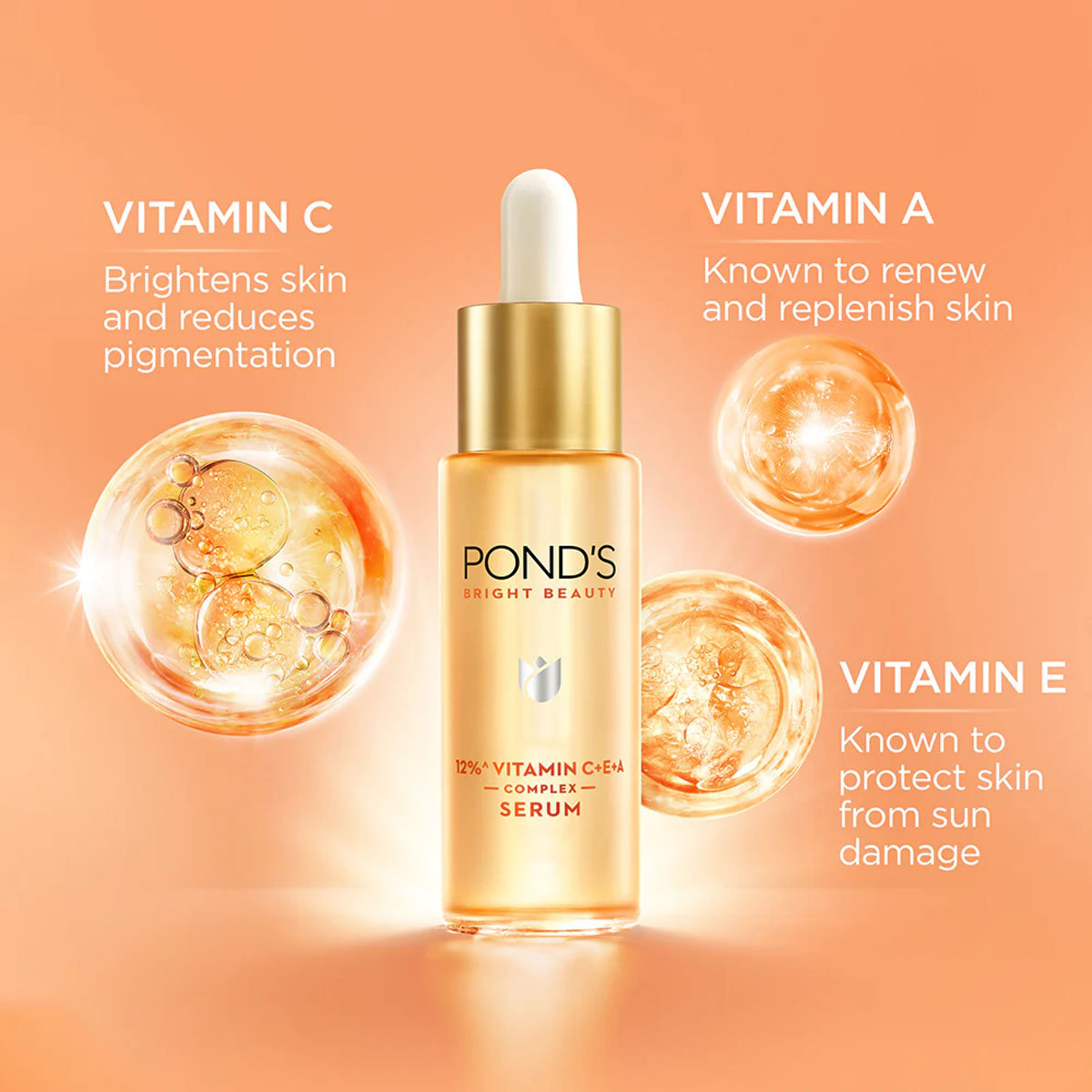 Ponds Bright Beauty Vitamin C+E+A Serum, 14 ml, Pack of 1 Ponds Bright Beauty Vitamin C+E+A Serum, 14 ml, Pack of 1