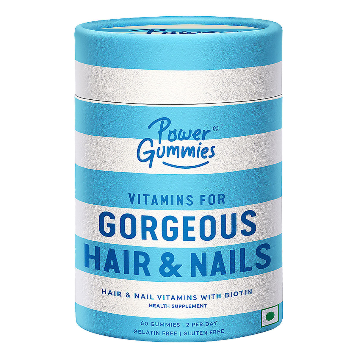 Power Gummies Hair & Nail Vitamins with Biotin Mixed Berry Flavour Gummies, 60 Count, Pack of 1 