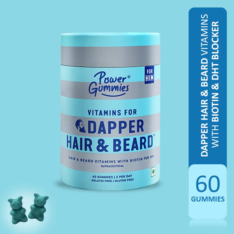 Power Gummies Vitamins for Dapper Hair & Beard Gummies with Biotin for Him, 60 Count, Pack of 1 Power Gummies Vitamins for Dapper Hair & Beard Gummies with Biotin for Him, 60 Count, Pack of 1