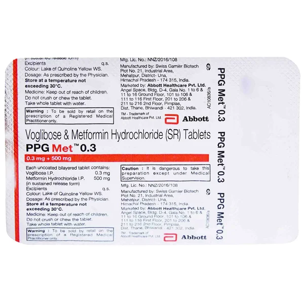 PPG Met 0.3 Tablet 10's, Pack of 10