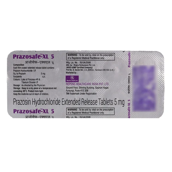 Prazosafe XL 5 Tablet 10's, Pack of 10 TABLETS