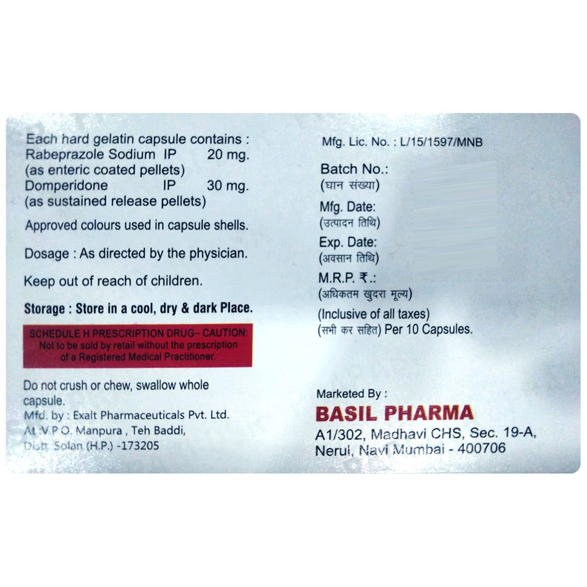 Prarabi-DSR Capsule 10's, Pack of 10 Prarabi-DSR Capsule 10's, Pack of 10