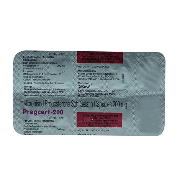 Pregcert 200 Capsule 10's, Pack of 10 CAPSULES